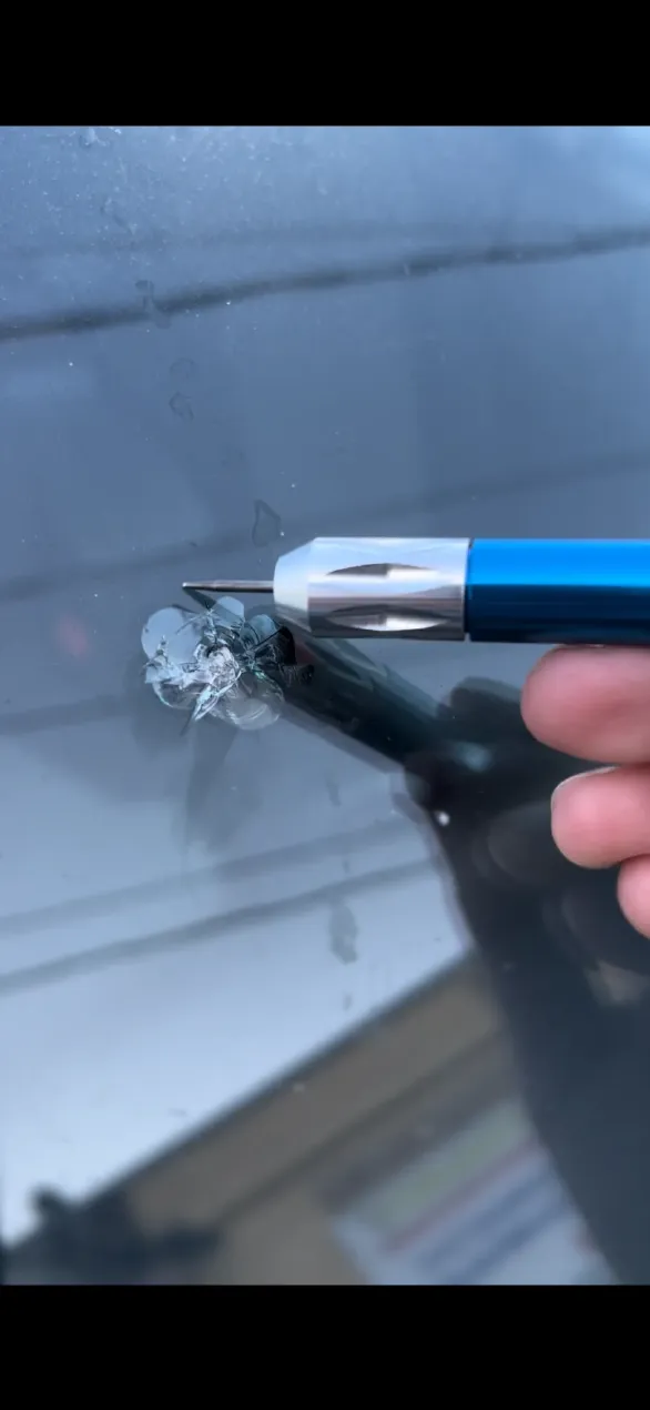 Before windshield chip repair